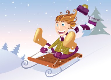 Winter sledging clipart