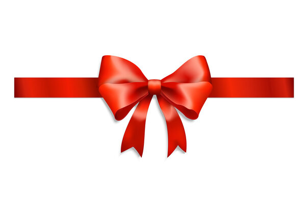 Red ribbon and bow isolated on white