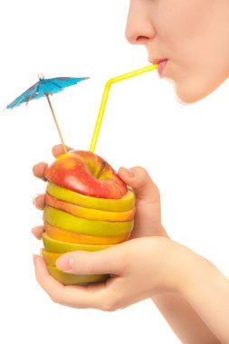 Healthy cocktail of apples clipart