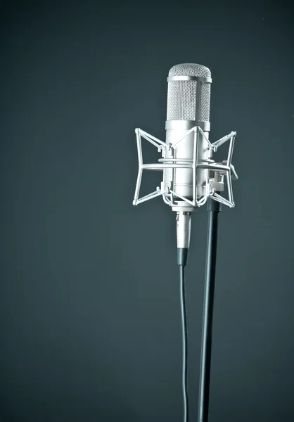 Microphone on the black background — Stock Photo, Image