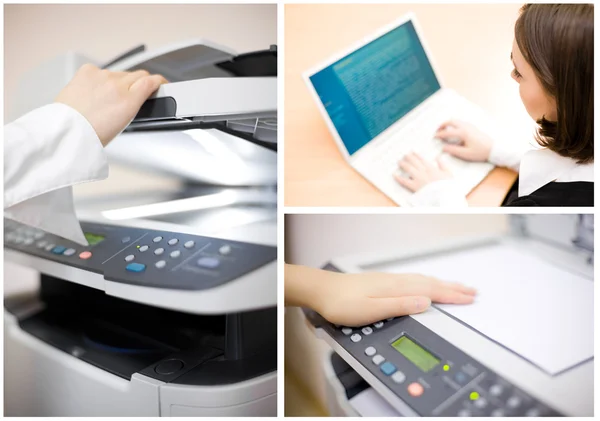 Office collage of four images — Stock Photo, Image