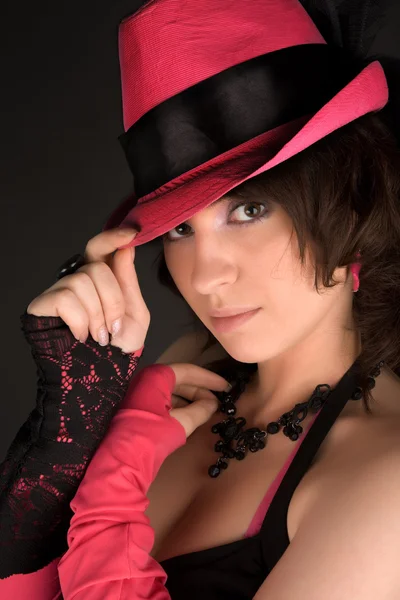 Ragazza con cappello rosa — Foto Stock