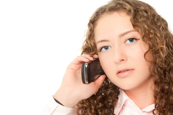 Mooie vrouw bellen naar telefoon — Stockfoto