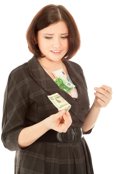 Женщина с банкнотами — стоковое фото
