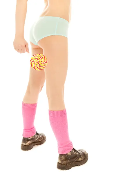 Woman's back with lollipop — Stock Photo, Image