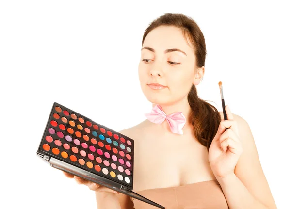 Hermoso maquillaje artista con paleta —  Fotos de Stock