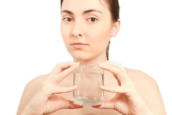 물 한 잔으로 여자의 그림 — 스톡 사진