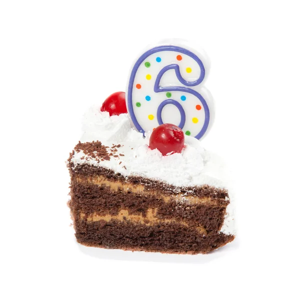Gâteau d'anniversaire avec une bougie — Photo