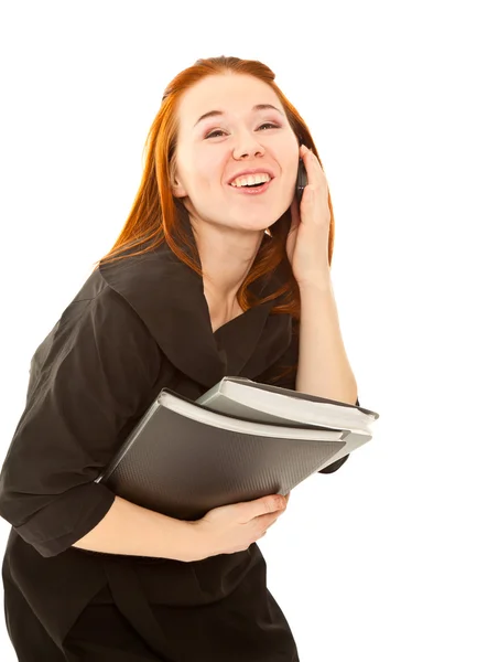 Geschäftsfrau lacht und telefoniert — Stockfoto