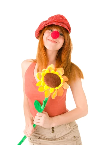 Lachende clown meisje — Stockfoto