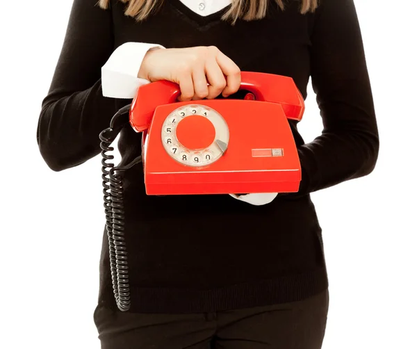 Woman's hands holding telephone — Stock Photo, Image