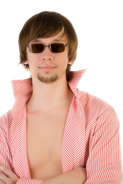 Beautiful man in sunglasses looking to the camera — Stock Photo, Image