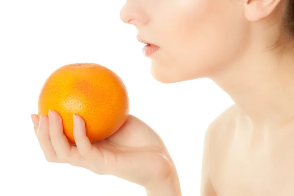 Žena s grapefruit — Stock fotografie