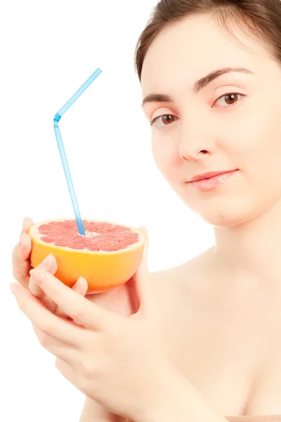 Beautiful woman with healthy cocktail — Stock Photo, Image
