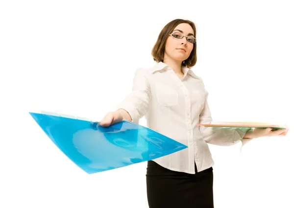 Picture of a secretary with folders — Stock Photo, Image