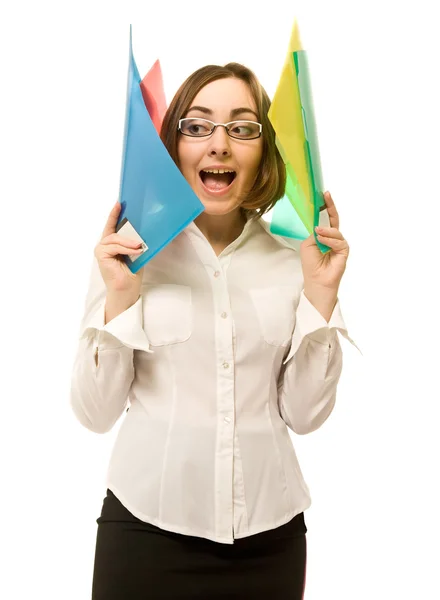 Young businesswoman screaming — Stock Photo, Image