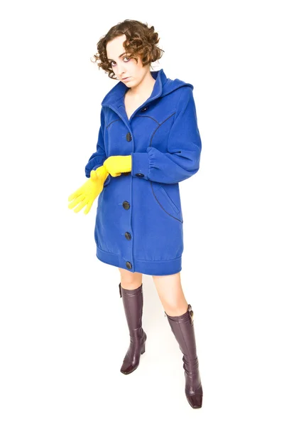 Γυναίκα σε μπλε παλτό — Φωτογραφία Αρχείου