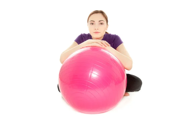 Woman with gymnastics ball — Stock Photo, Image