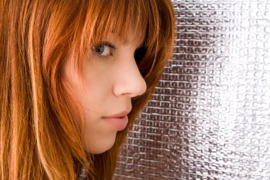 Portrait of beautiful ginger-haired woman clipart