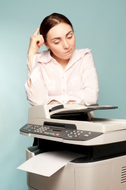 Businesswoman with copier clipart