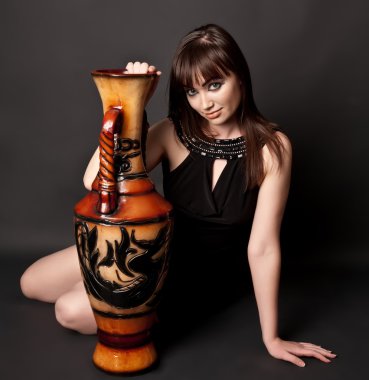 Sexy woman with amphora clipart
