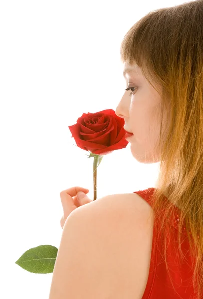 バラの美しい女性 — ストック写真