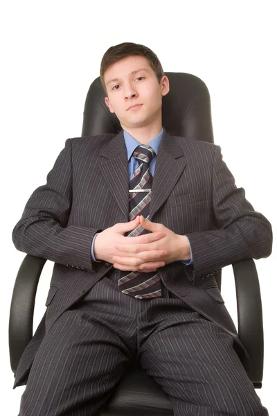 Молодой успешный человек в голубой шерсти и галстуке — стоковое фото