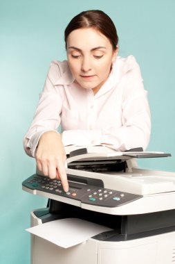 Businesswoman with copier clipart