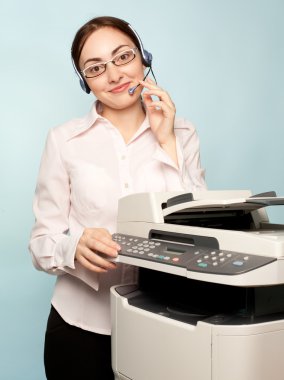 Businesswoman with copier clipart