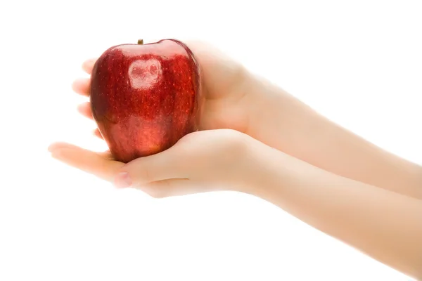 Kadın eli ile elma — Stok fotoğraf