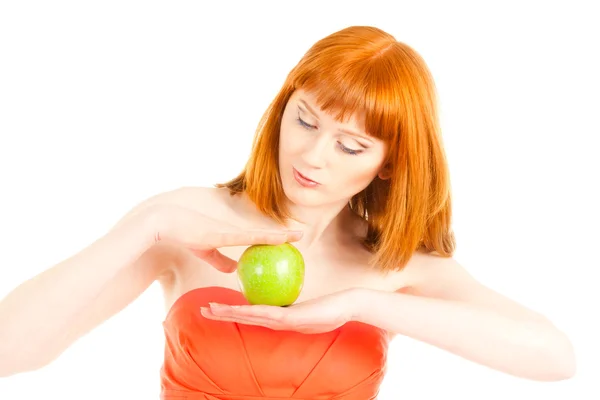 हिरव्या सफरचंद सुंदर महिला — स्टॉक फोटो, इमेज