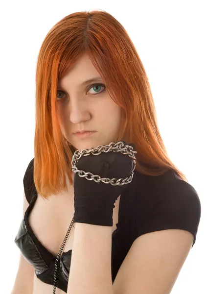 Sexy rode haired meisje op zoek naar de camera — Stockfoto