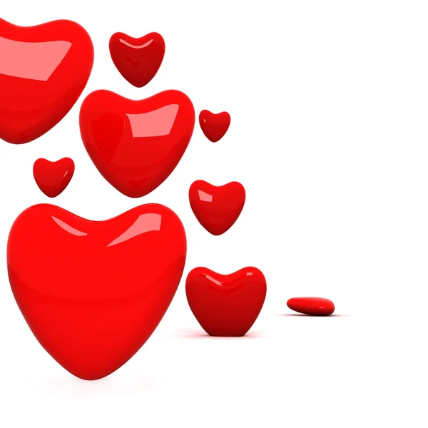 Aantal rode glanzende harten. — Stockfoto