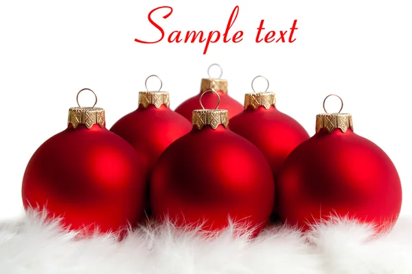 Six red Christmas tree balls — Stock Photo, Image