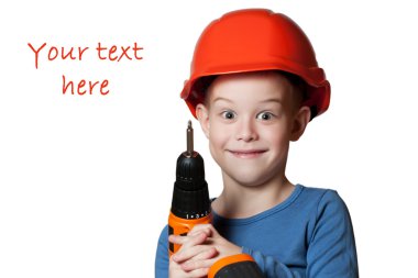 Little boy with screwdriver clipart