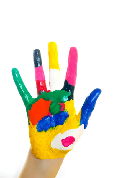 Renkli boya boyalı ellerin — Stok fotoğraf