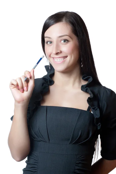 Businesswomanl holding een marker — Stockfoto