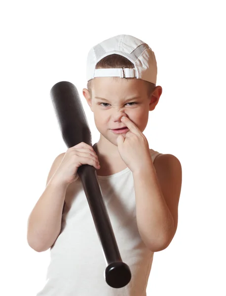 A kisfiú egy baseball ütővel — Stock Fotó