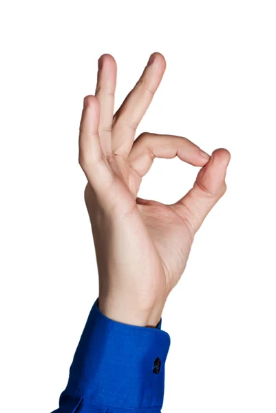 Mão do empresário mostrando sinal OK — Fotografia de Stock