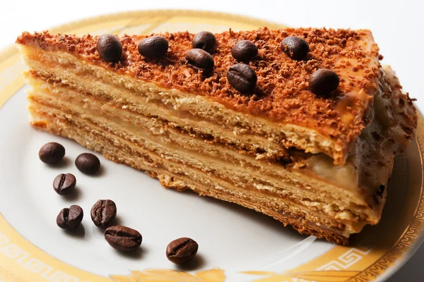 Läcker tårta med kaffebönor — Stockfoto