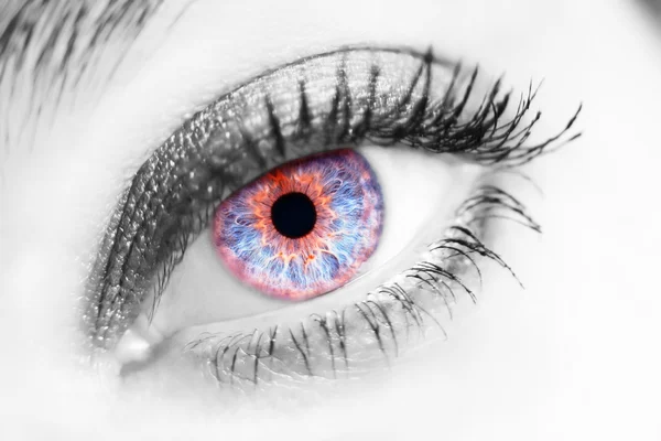 Retrato de un hermoso ojo azul femenino — Foto de Stock