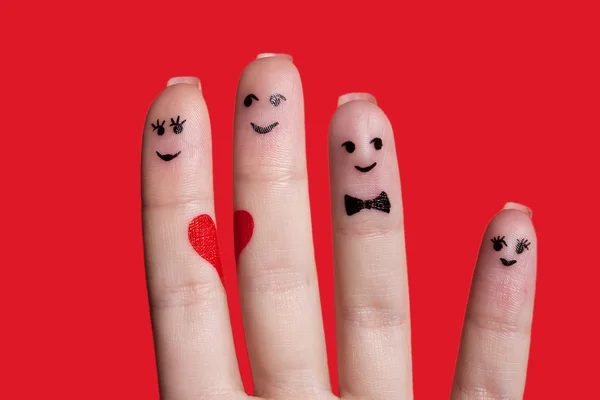 Gelukkig vingers familie in liefde — Stockfoto