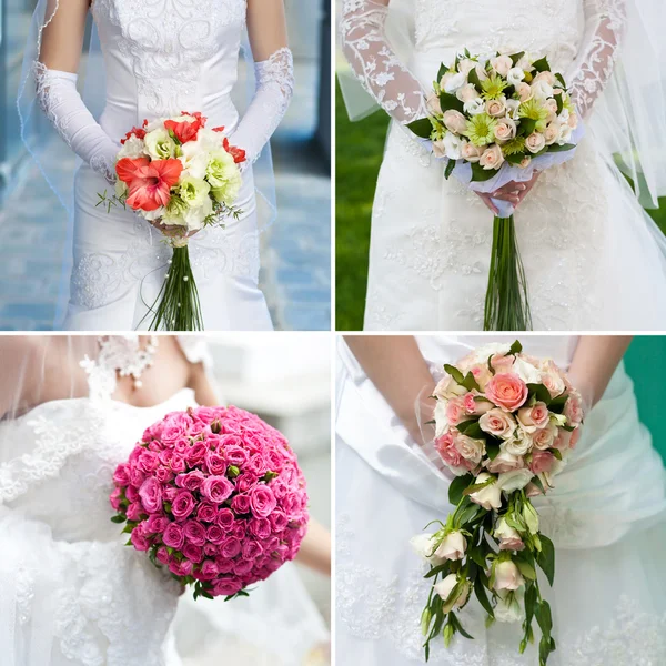 Bouquet de mariée entre les mains de la mariée — Photo