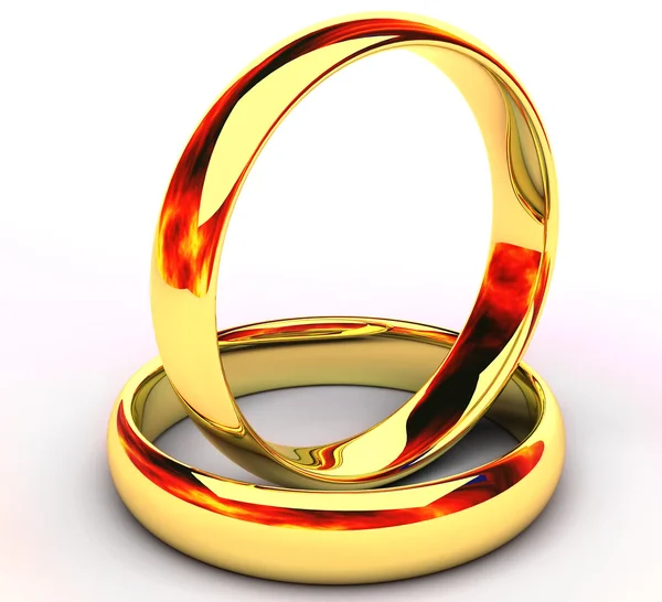 Isolated gold wedding rings — Stock Photo, Image