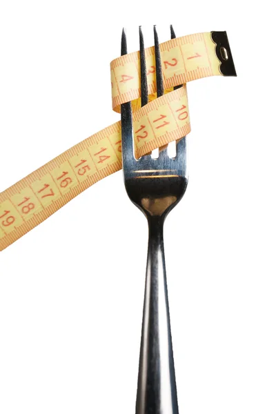 Fita de medição em um garfo — Fotografia de Stock