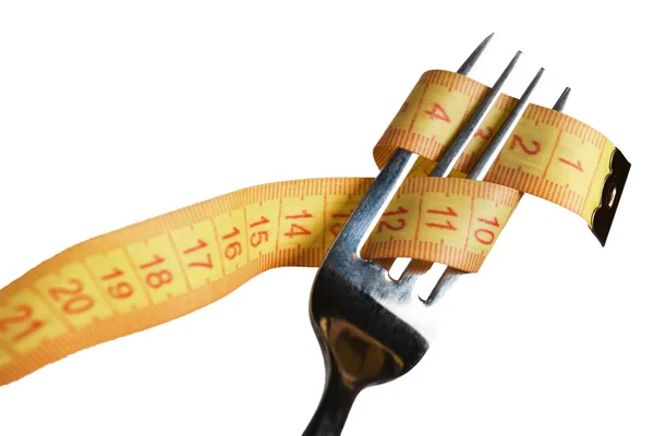 Measuring tape on a fork — Stock Photo, Image