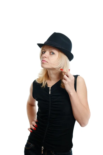 黒の帽子の女 — ストック写真