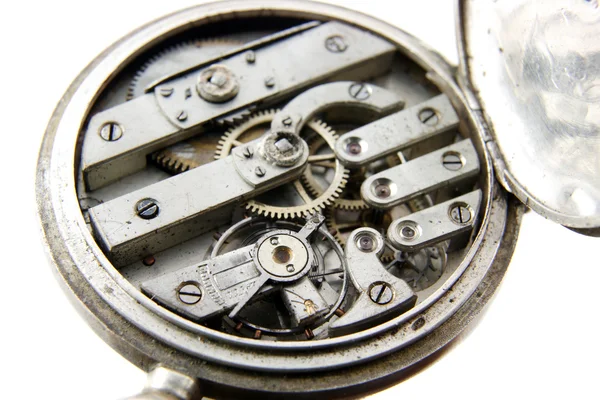 Stary mechanizm Zegarek kieszonkowy srebrny — Zdjęcie stockowe
