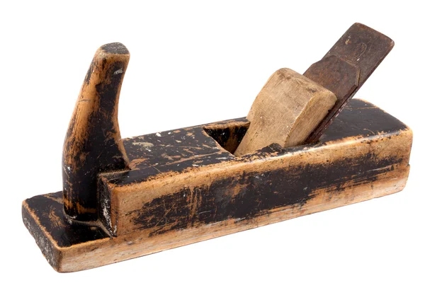 Antiguo instrumento carpintero plano de madera — Foto de Stock