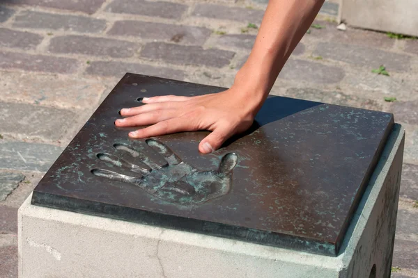 stock image Hand print in metal